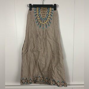 Anthropologie Maeve Strapless Zanzibar Lined Sundress Embroidered Cotton Size 8